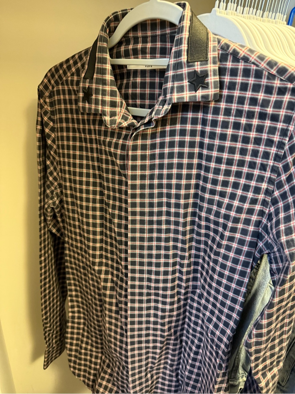 Givenchy Black and Pink Plaid Dress Shirt
